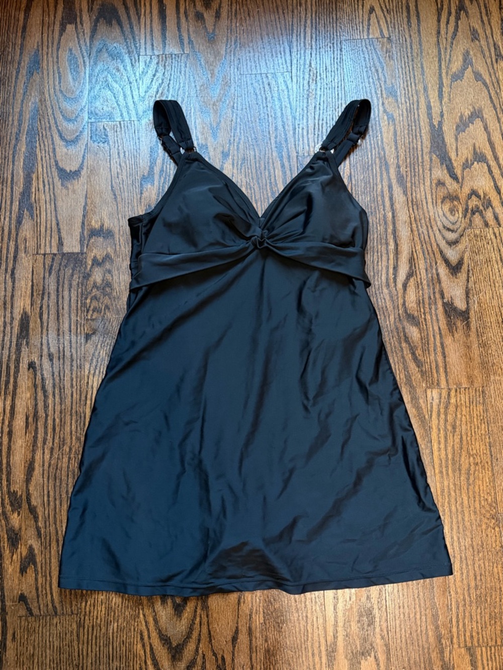 Black One-Piece Swimdress with Adjustable Straps